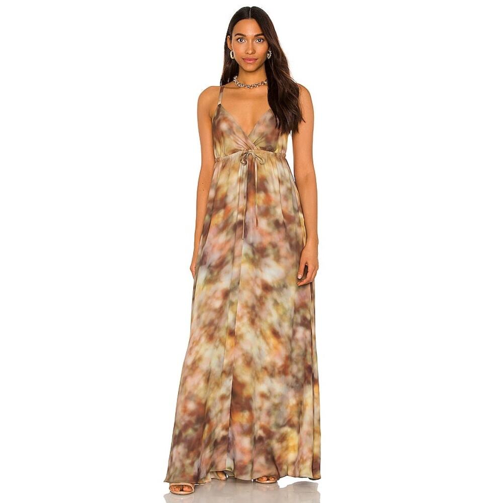L'AGENCE Sachi Empire Multi Tie Dye Cloud Print Maxi Dress in Medium